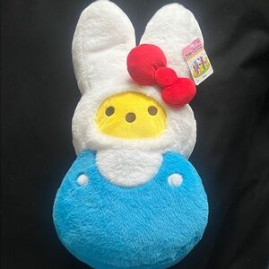 Sanrio White Bunny Hoodie Plush with Blue Body and Red Bow